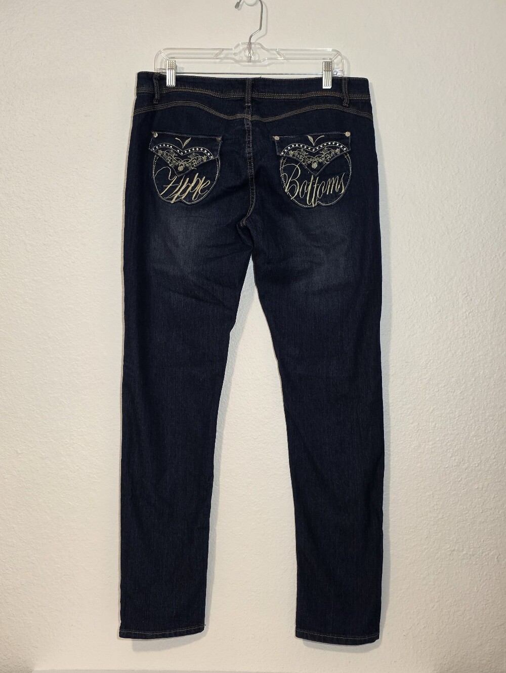 Apple Bottoms Women's Dark Blue Embellished Back-Pocket Jeans 35 X 32